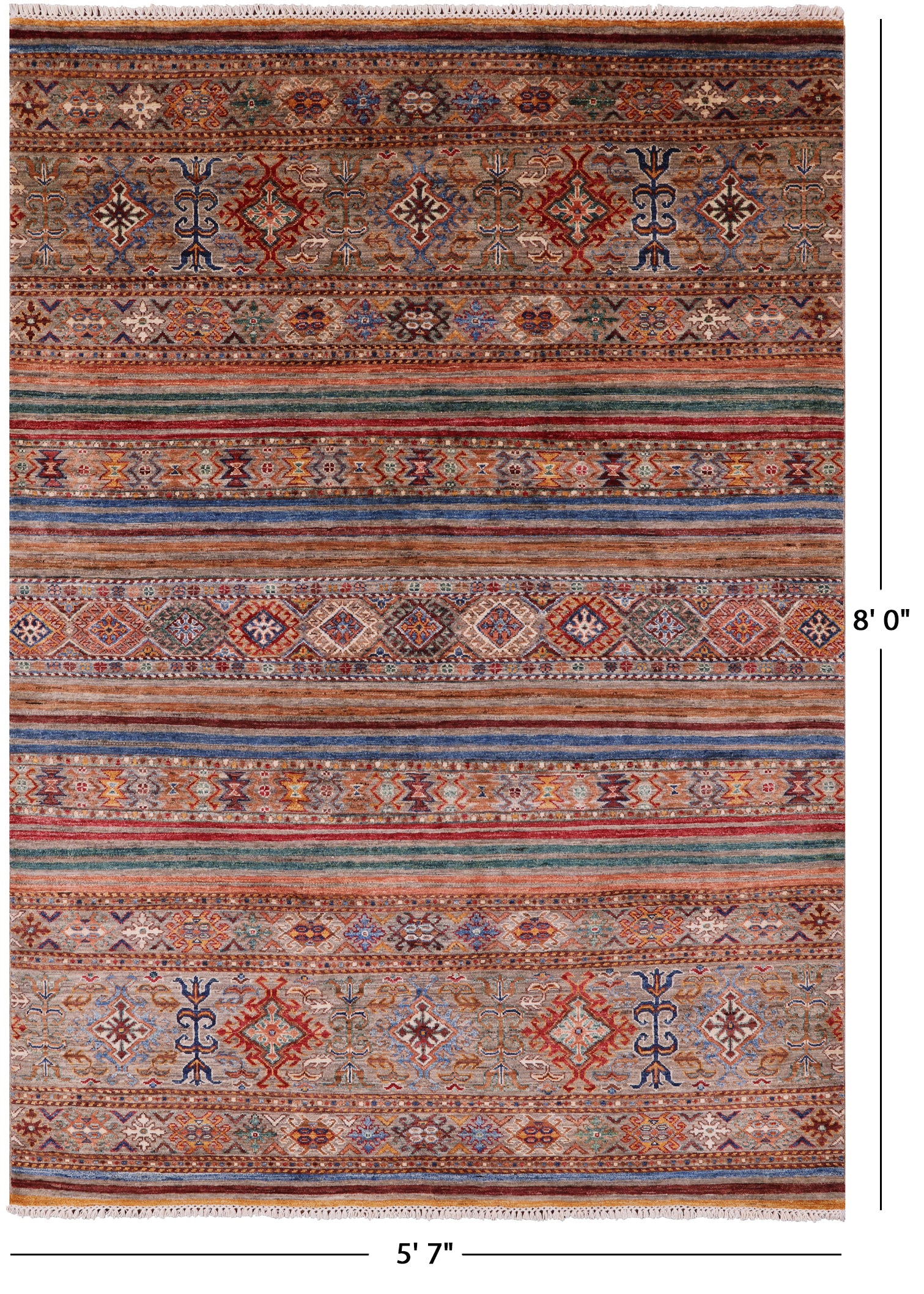 Khorjin Persian Gabbeh Hand Knotted Wool Rug - 5' 7" X 8' 0" - Golden Nile
