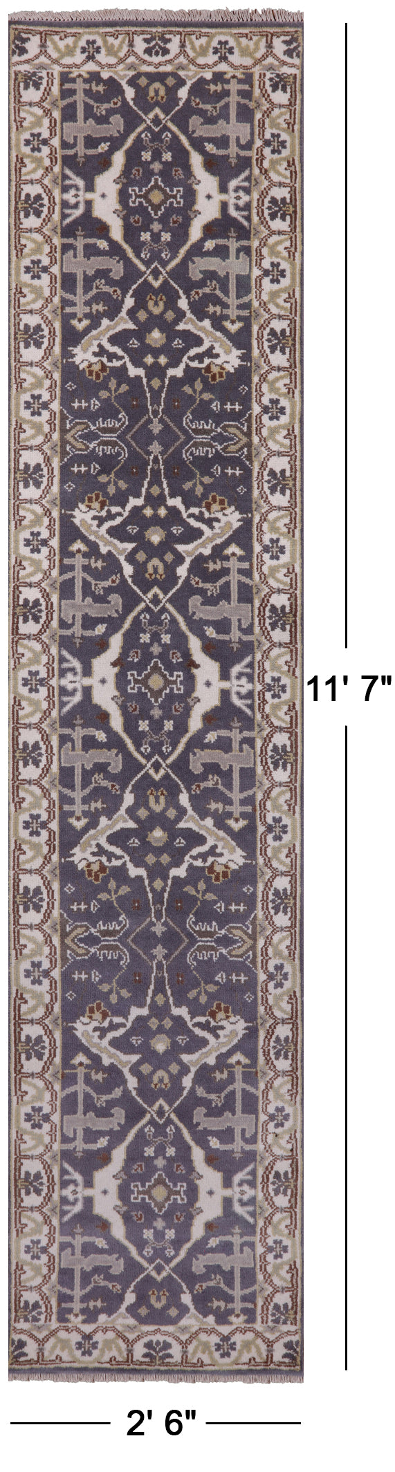 Grey Turkish Oushak Handmade Runner Rug - 2' 6" X 11' 7" - Golden Nile