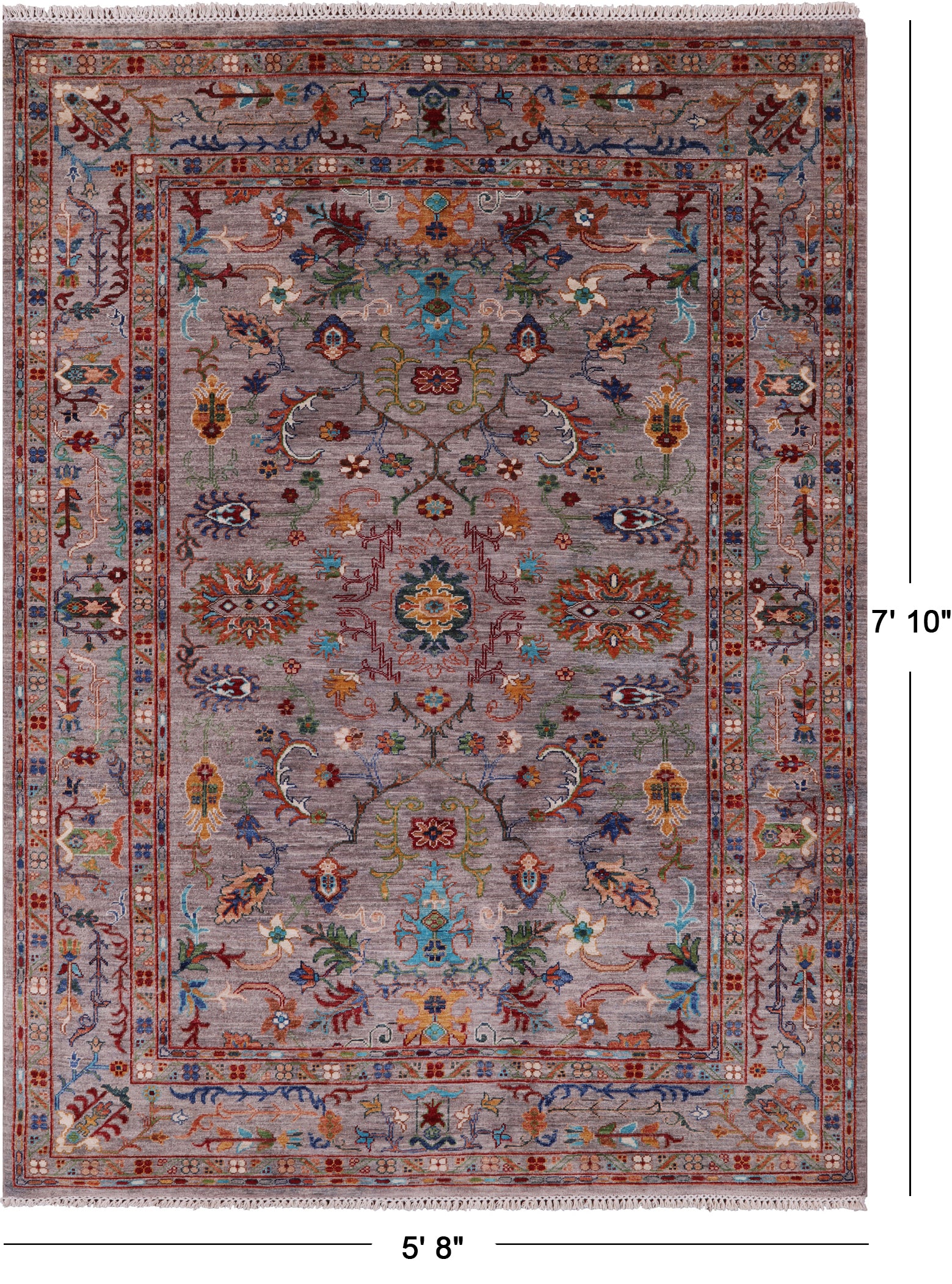 Peshawar Hand Knotted Wool Rug - 5' 8" X 7' 10" - Golden Nile