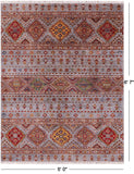 Khorjin Persian Gabbeh Hand Knotted Wool Rug - 5' 0" X 6' 7"