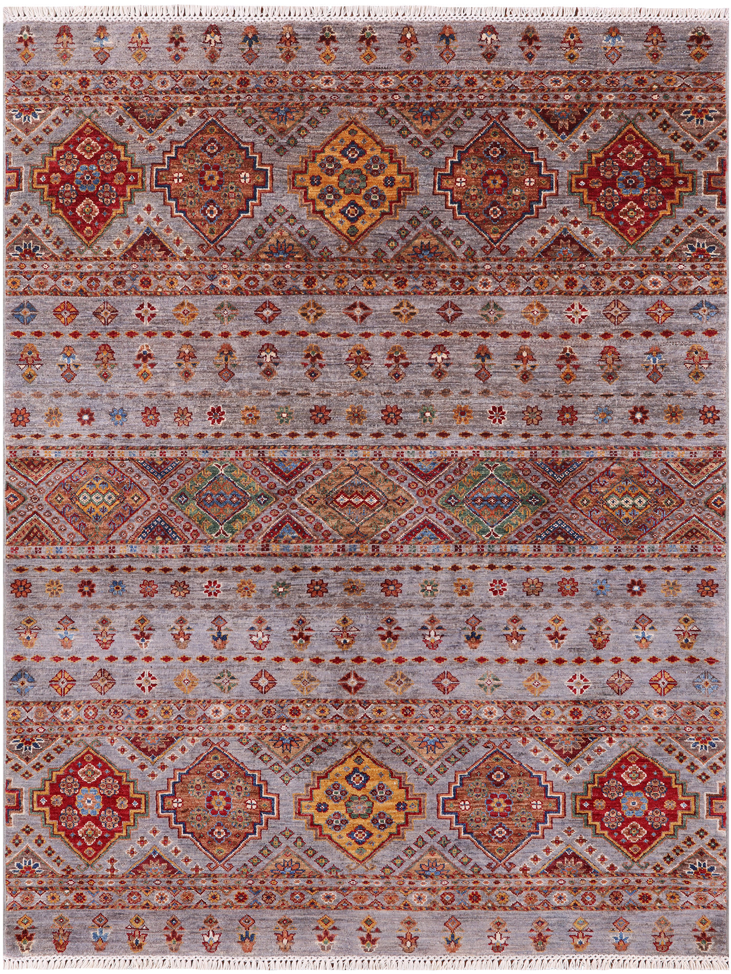 Khorjin Persian Gabbeh Hand Knotted Wool Rug - 5' 0" X 6' 7"