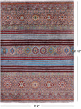 Khorjin Persian Gabbeh Hand Knotted Wool Rug - 5' 2" X 6' 10" - Golden Nile