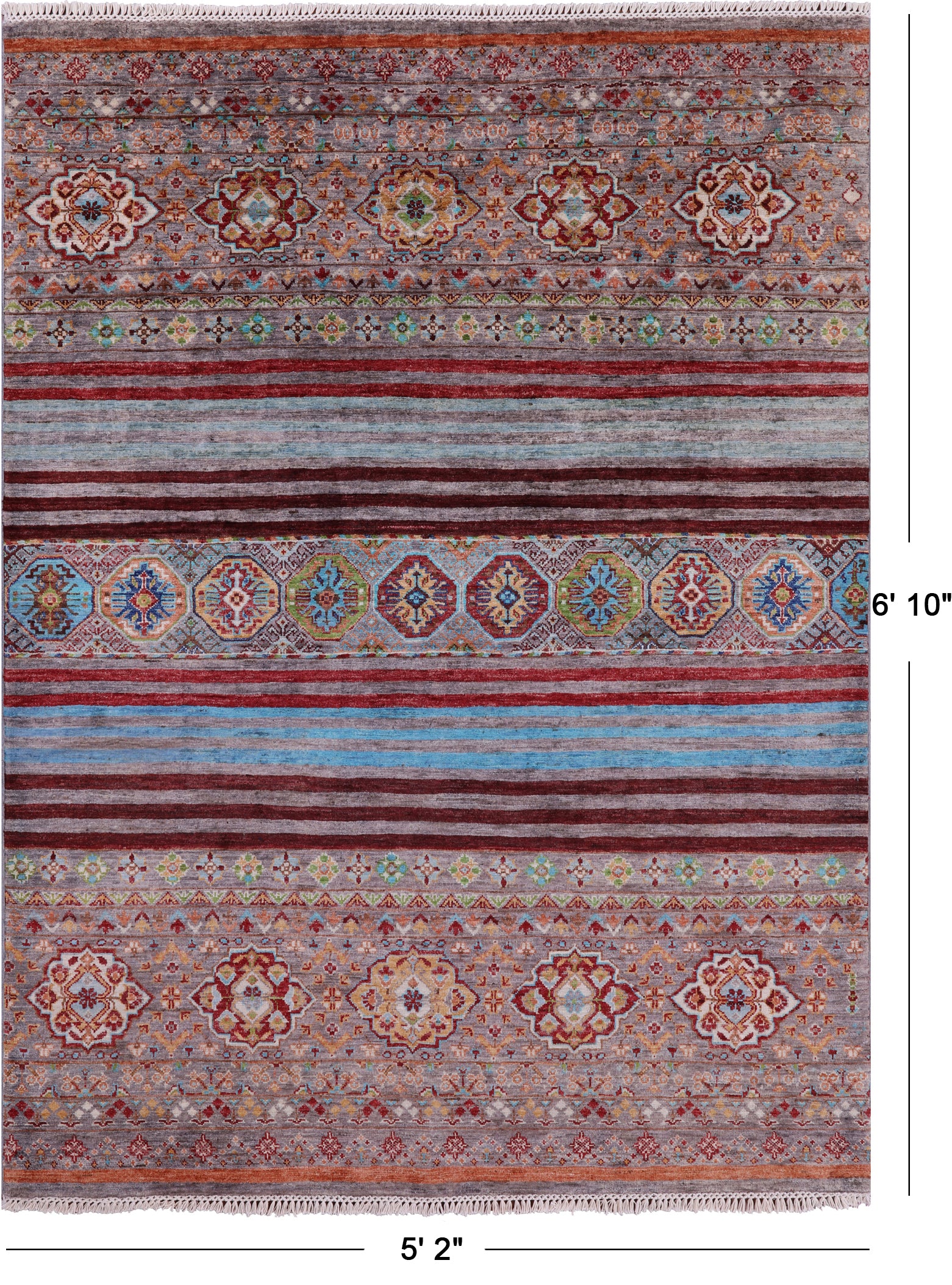 Khorjin Persian Gabbeh Hand Knotted Wool Rug - 5' 2" X 6' 10" - Golden Nile