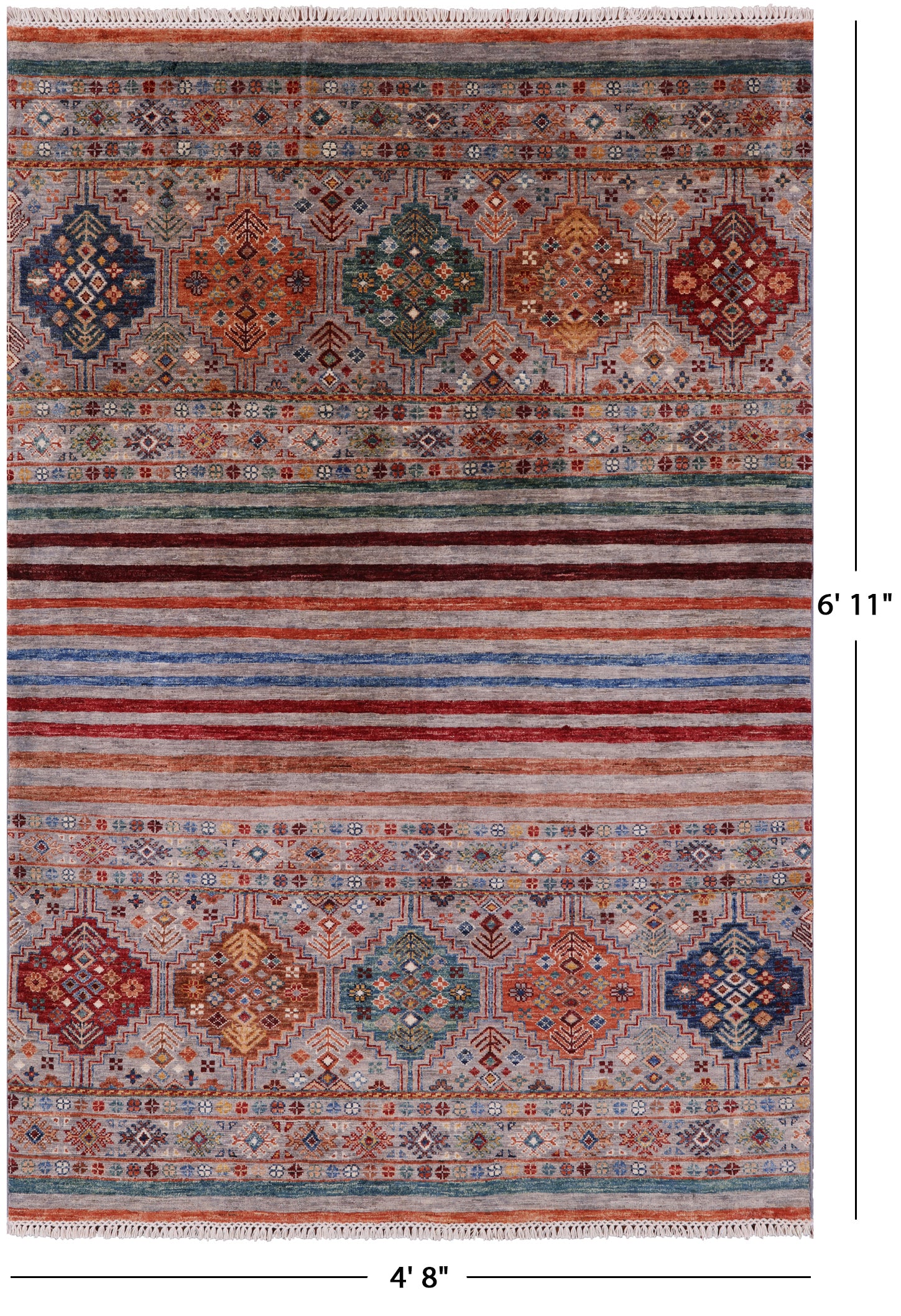 Khorjin Persian Gabbeh Handmade Wool Rug - 4' 8" X 6' 11" - Golden Nile