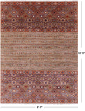 Khorjin Persian Gabbeh Hand Knotted Wool Rug - 8' 0" X 10' 5" - Golden Nile