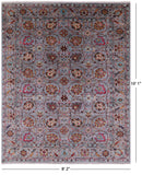 Grey Peshawar Hand Knotted Wool Rug - 8' 2" X 10' 1" - Golden Nile