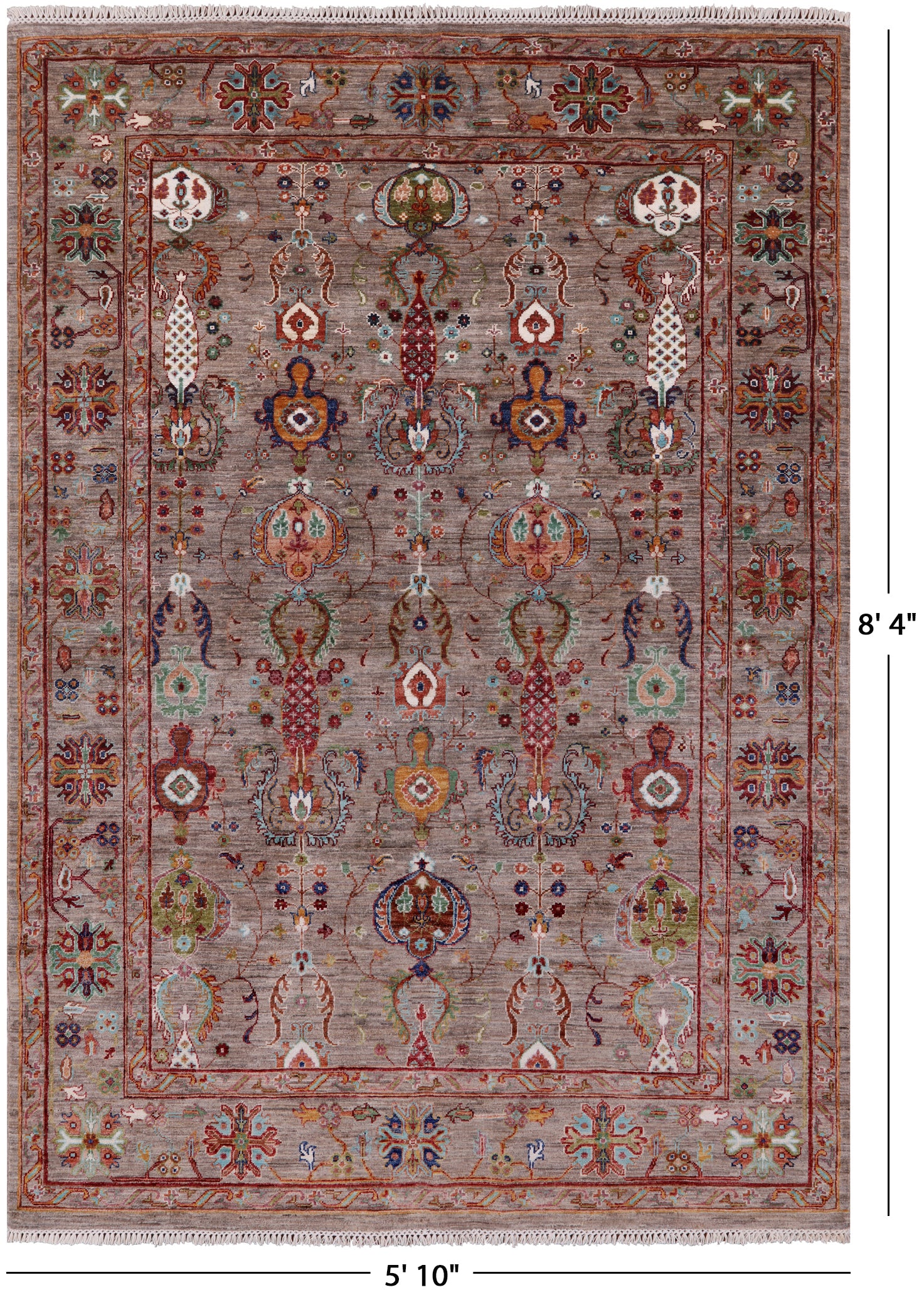 Peshawar Handmade Wool Rug - 5' 10" X 8' 4" - Golden Nile