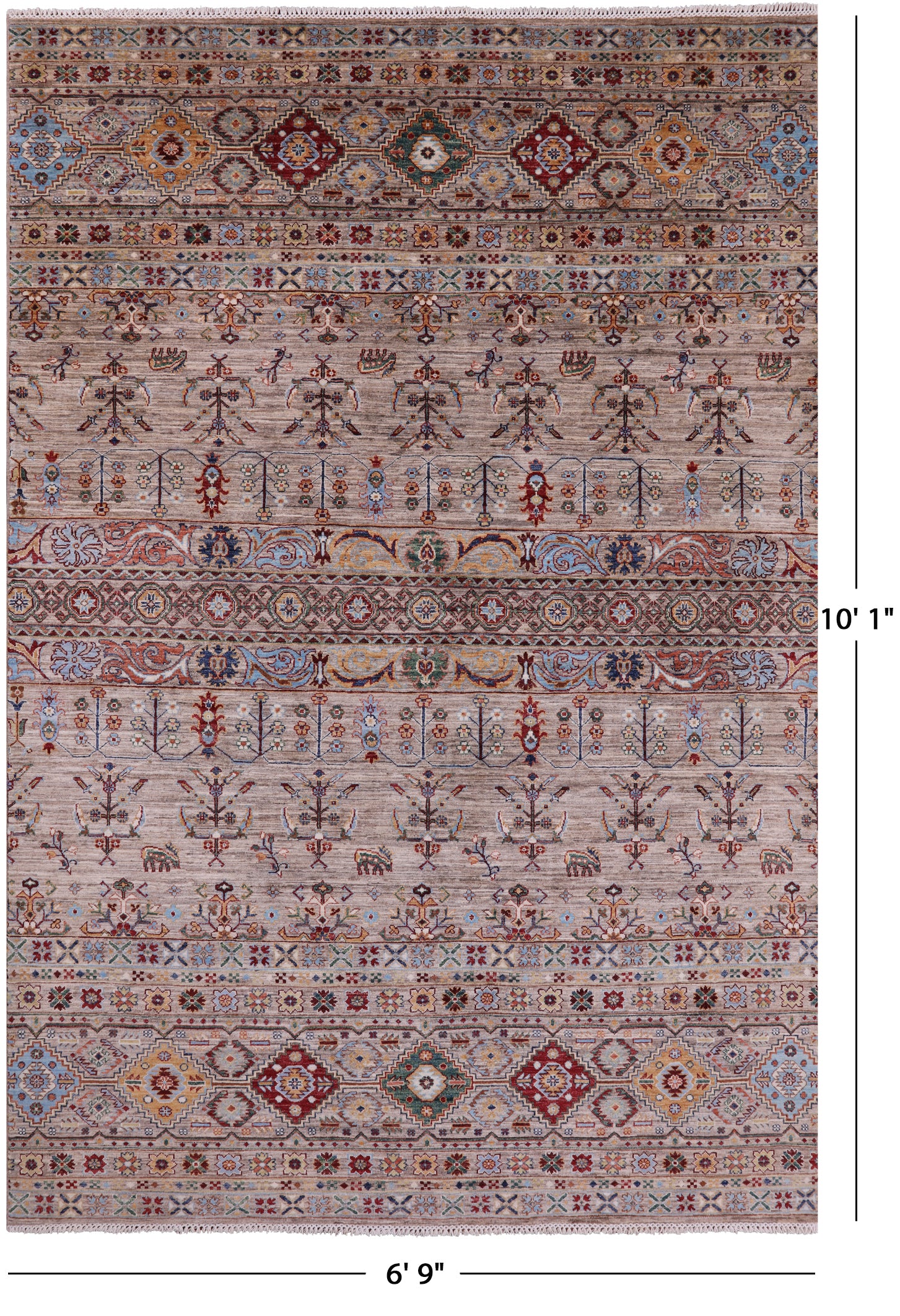 Khorjin Persian Gabbeh Hand Knotted Wool Rug - 6' 9" X 10' 1" - Golden Nile