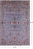 Blue Peshawar Hand Knotted Wool Rug - 6' 11" X 10' 2" - Golden Nile