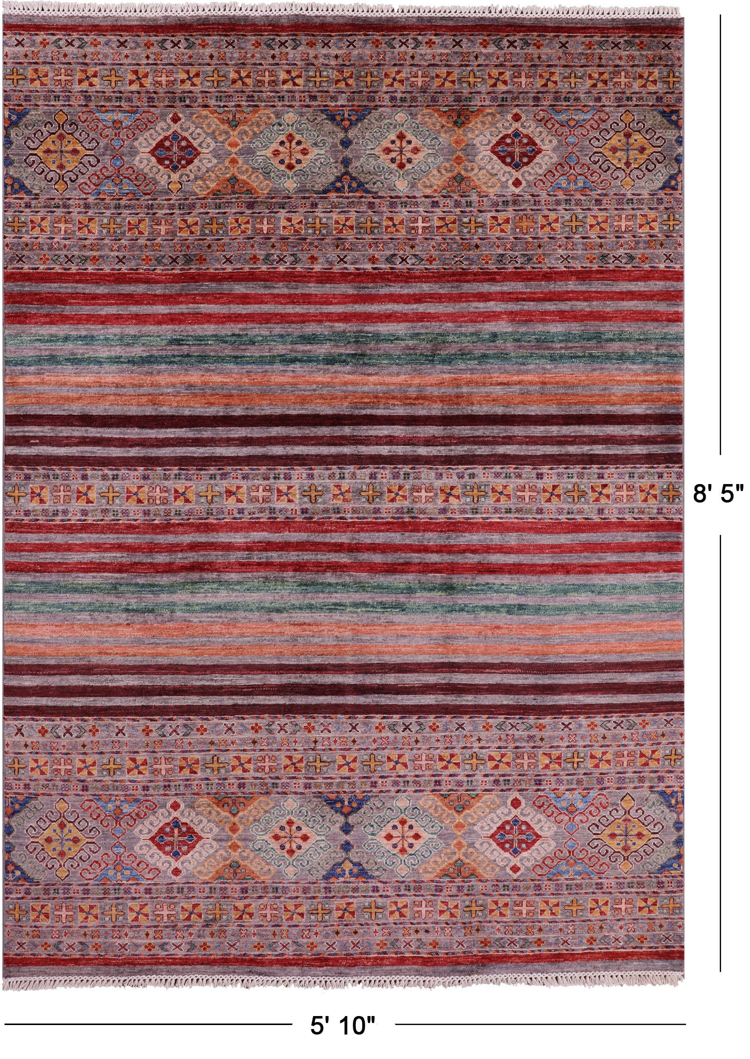 Khorjin Persian Gabbeh Hand Knotted Wool Rug - 5' 10" X 8' 5" - Golden Nile