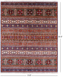 Khorjin Persian Gabbeh Hand Knotted Wool Rug - 5' 0" X 6' 3" - Golden Nile