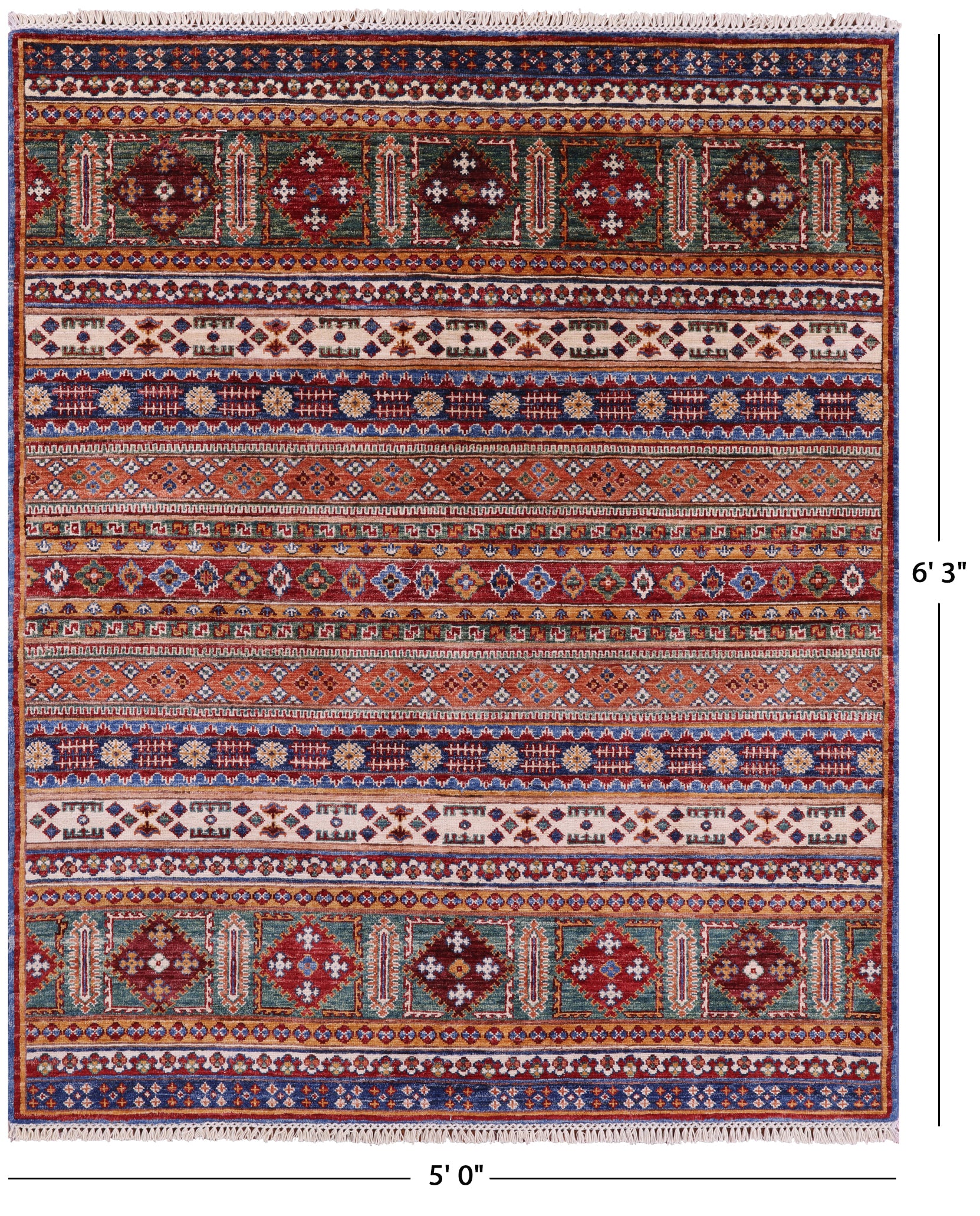 Khorjin Persian Gabbeh Hand Knotted Wool Rug - 5' 0" X 6' 3" - Golden Nile