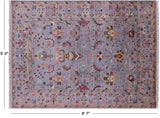 Grey Peshawar Hand Knotted Wool Rug - 5' 0" X 6' 7" - Golden Nile