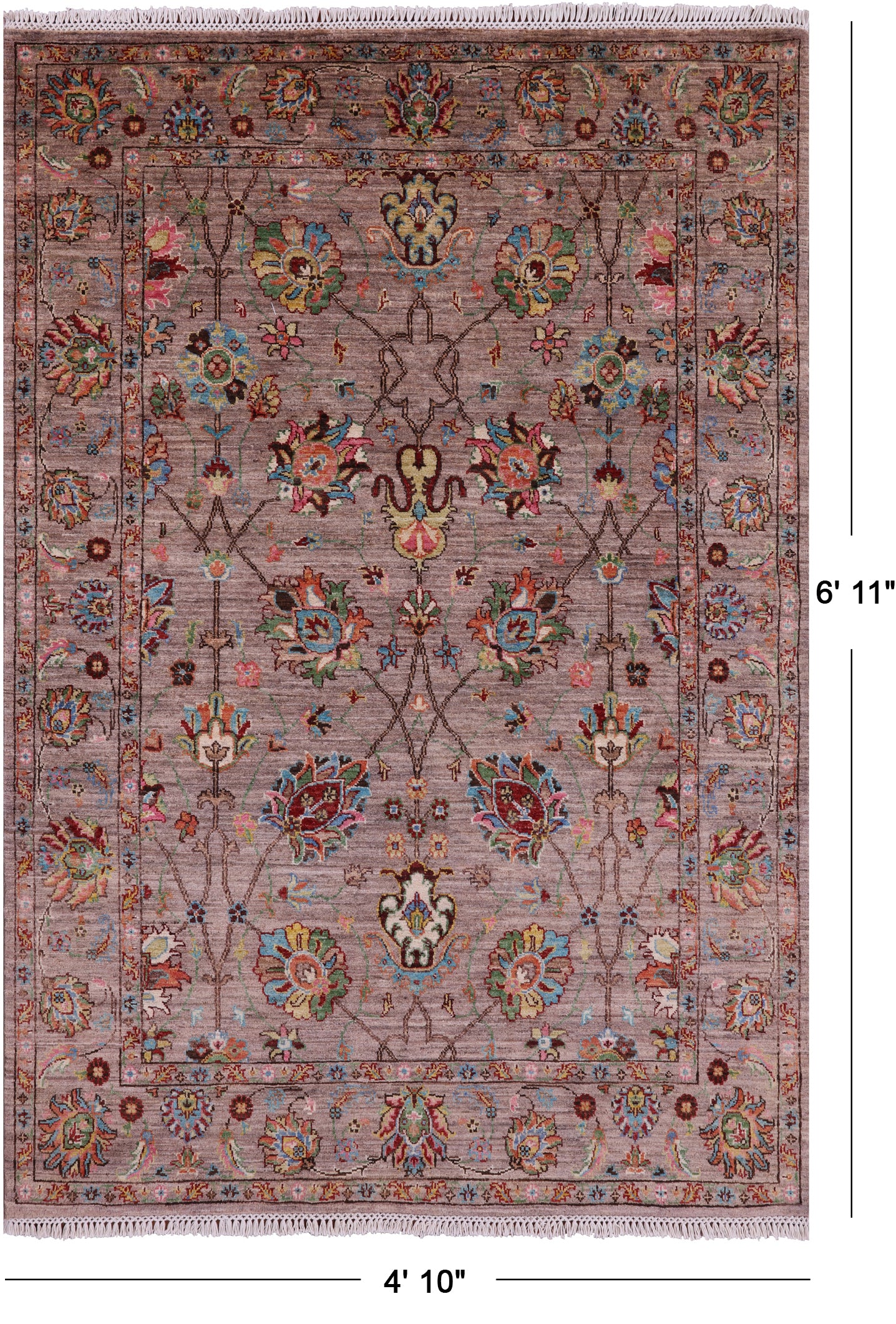 Peshawar Hand Knotted Wool Rug - 4' 10" X 6' 11" - Golden Nile