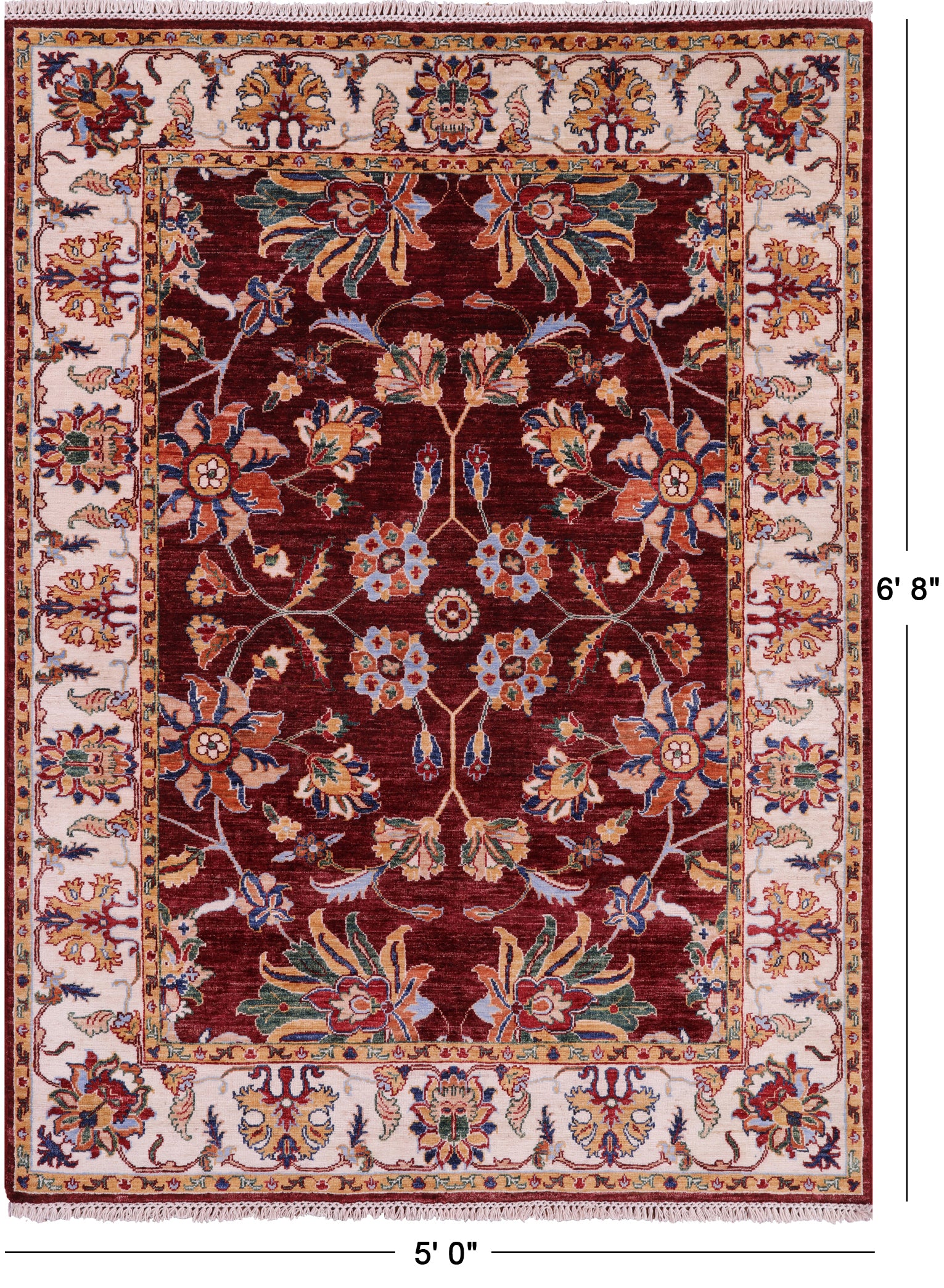 Persian Tabriz Hand Knotted Wool Rug - 5' 0" X 6' 8" - Golden Nile