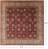 Red Square Persian Tabriz Handmade Wool Rug - 12' 0" X 12' 2" - Golden Nile