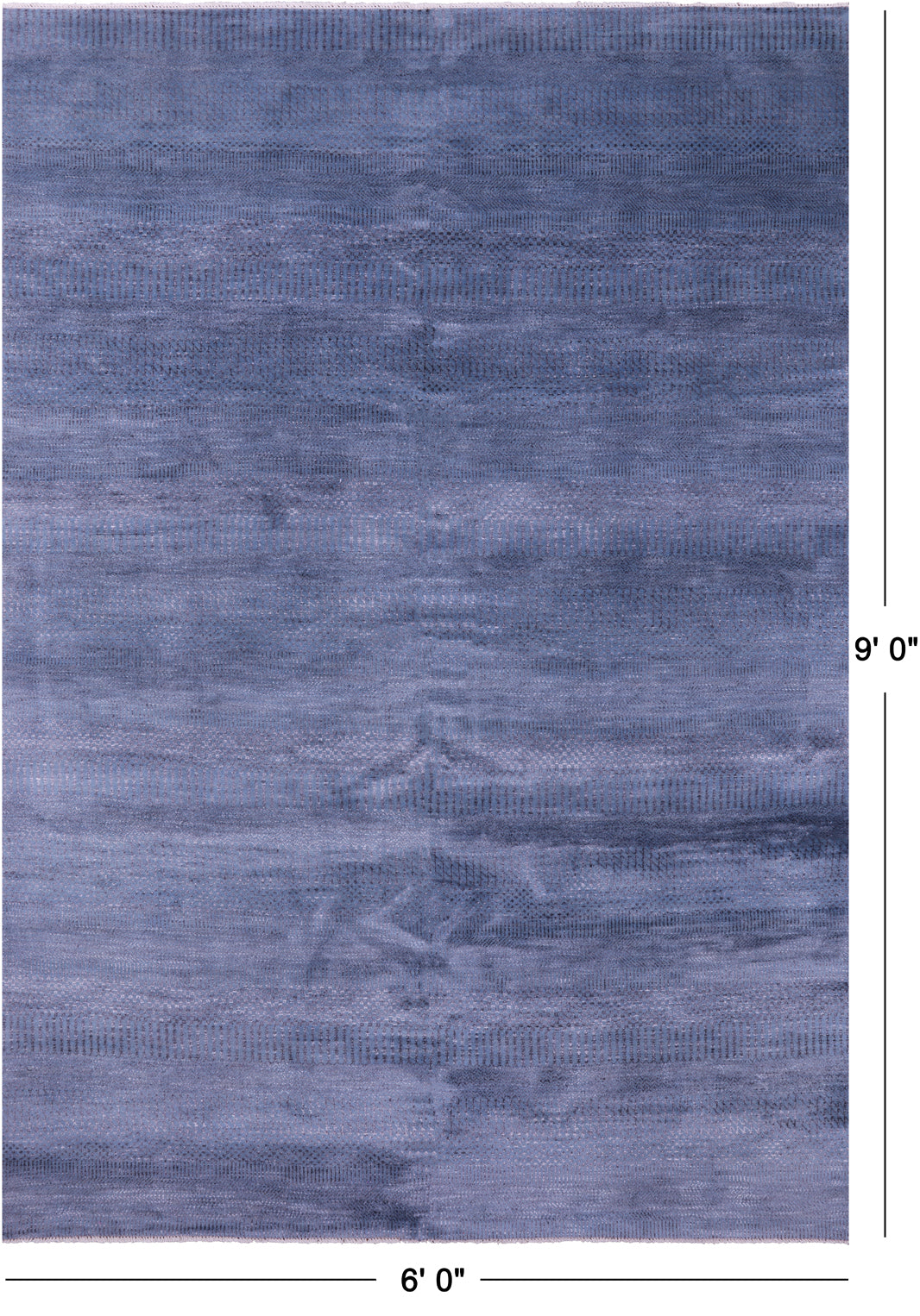 Blue Savannah Grass Handmade Wool & Silk Rug - 6' 0" X 9' 0" - Golden Nile