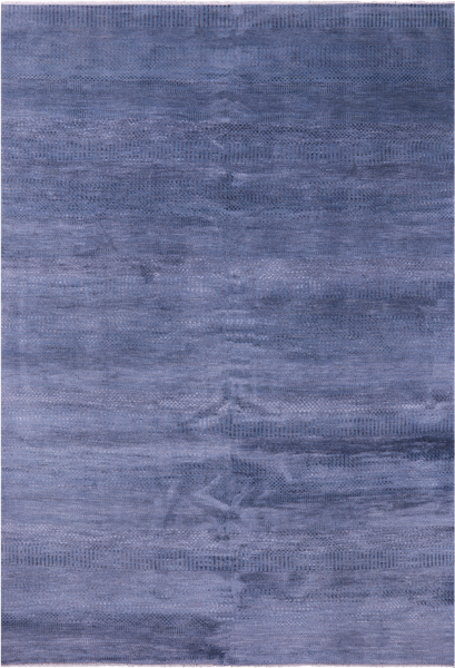 Blue Savannah Grass Handmade Wool & Silk Rug - 6' 0" X 9' 0" - Golden Nile