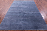 Blue Savannah Grass Handmade Wool & Silk Rug - 6' 0" X 9' 0" - Golden Nile