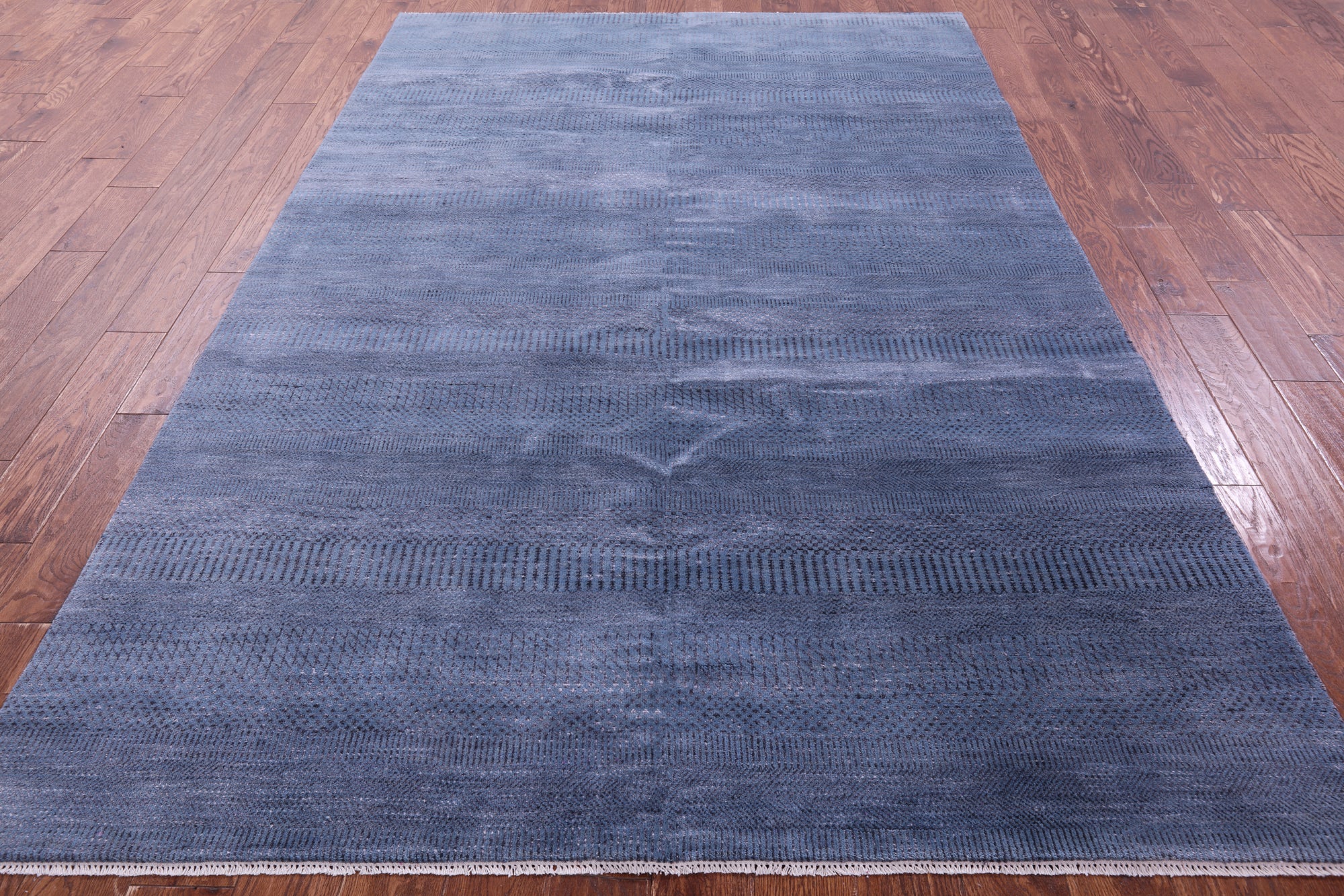 Blue Savannah Grass Handmade Wool & Silk Rug - 6' 0" X 9' 0" - Golden Nile