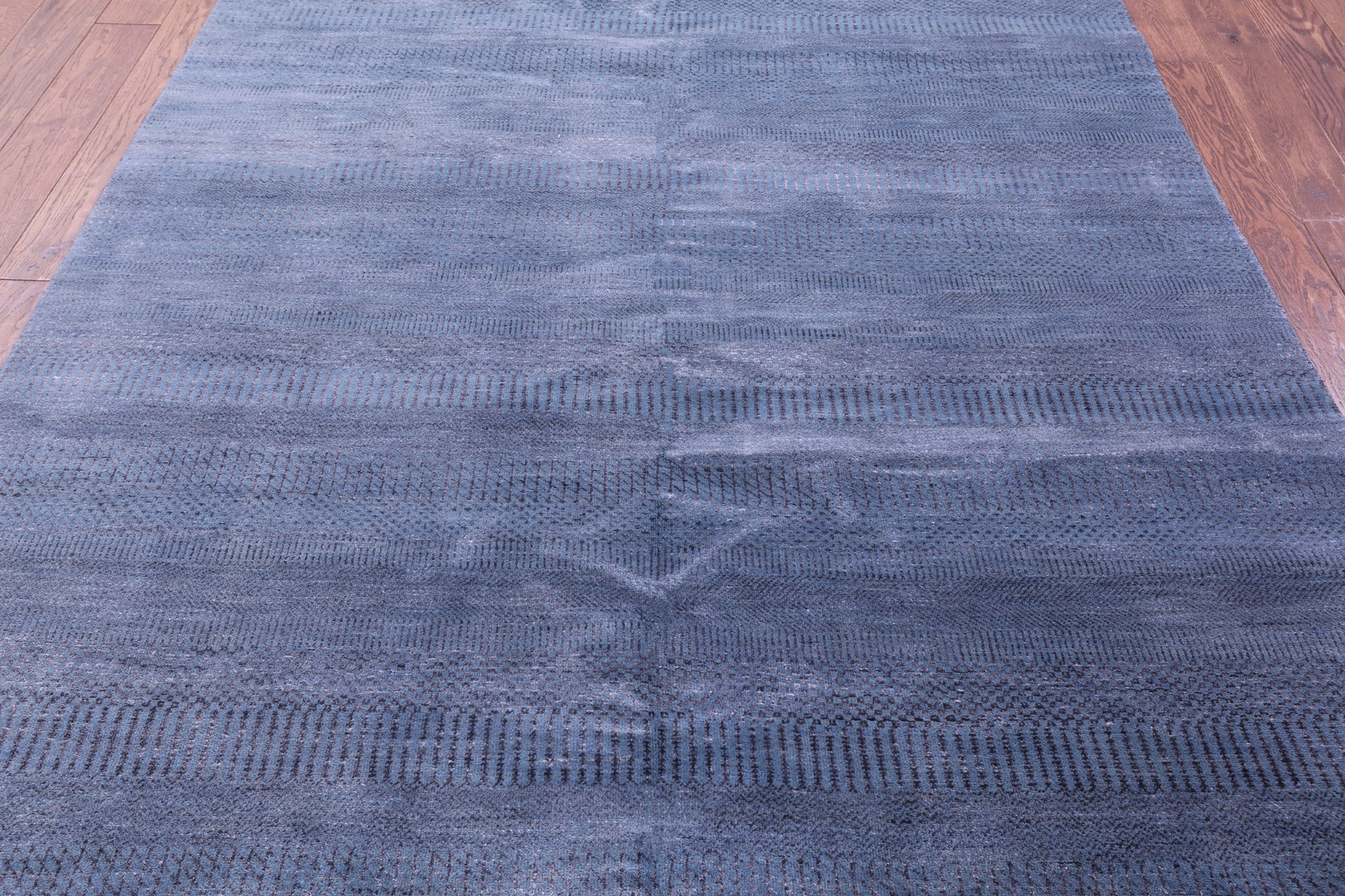 Blue Savannah Grass Handmade Wool & Silk Rug - 6' 0" X 9' 0" - Golden Nile