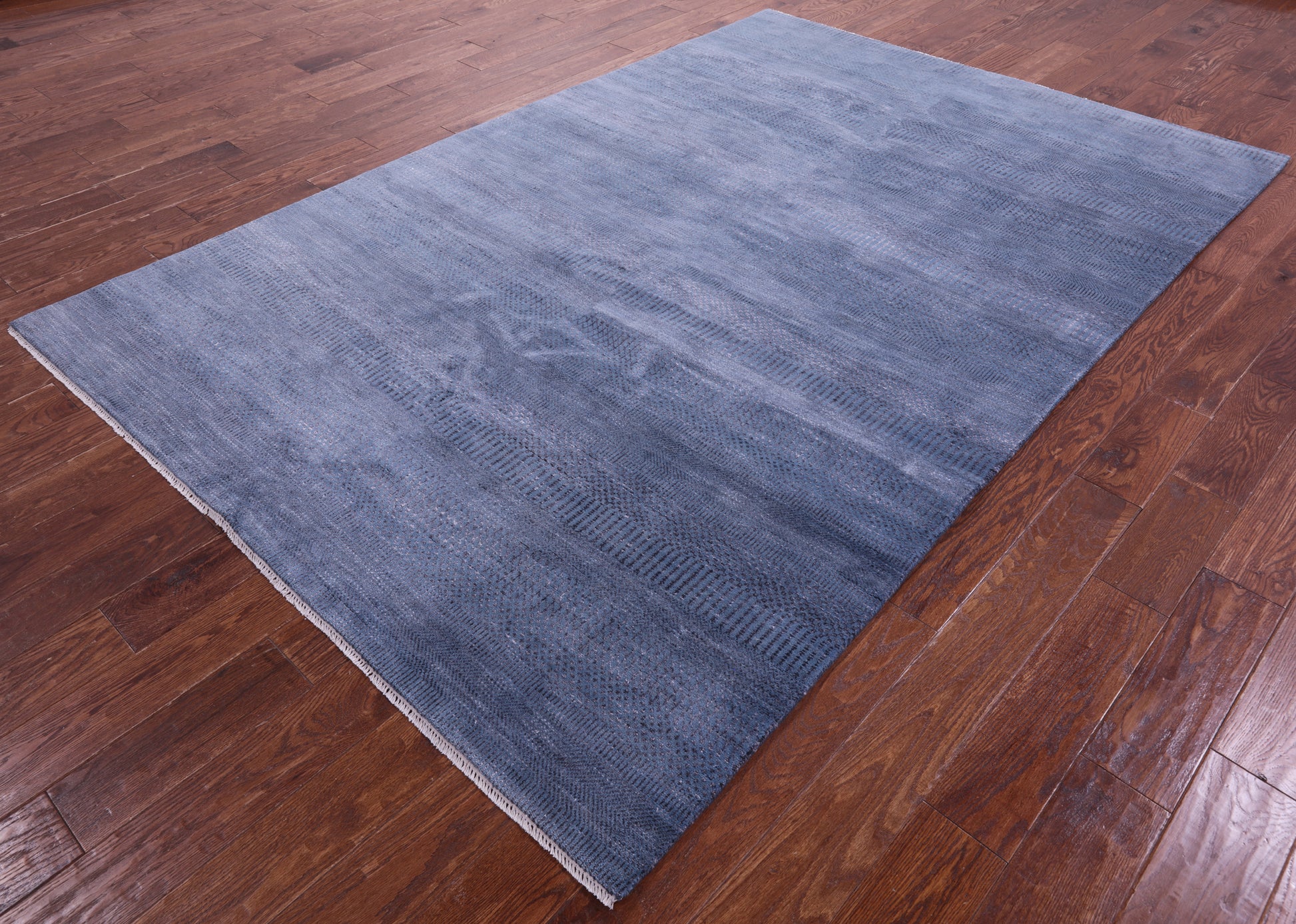 Blue Savannah Grass Handmade Wool & Silk Rug - 6' 0" X 9' 0" - Golden Nile