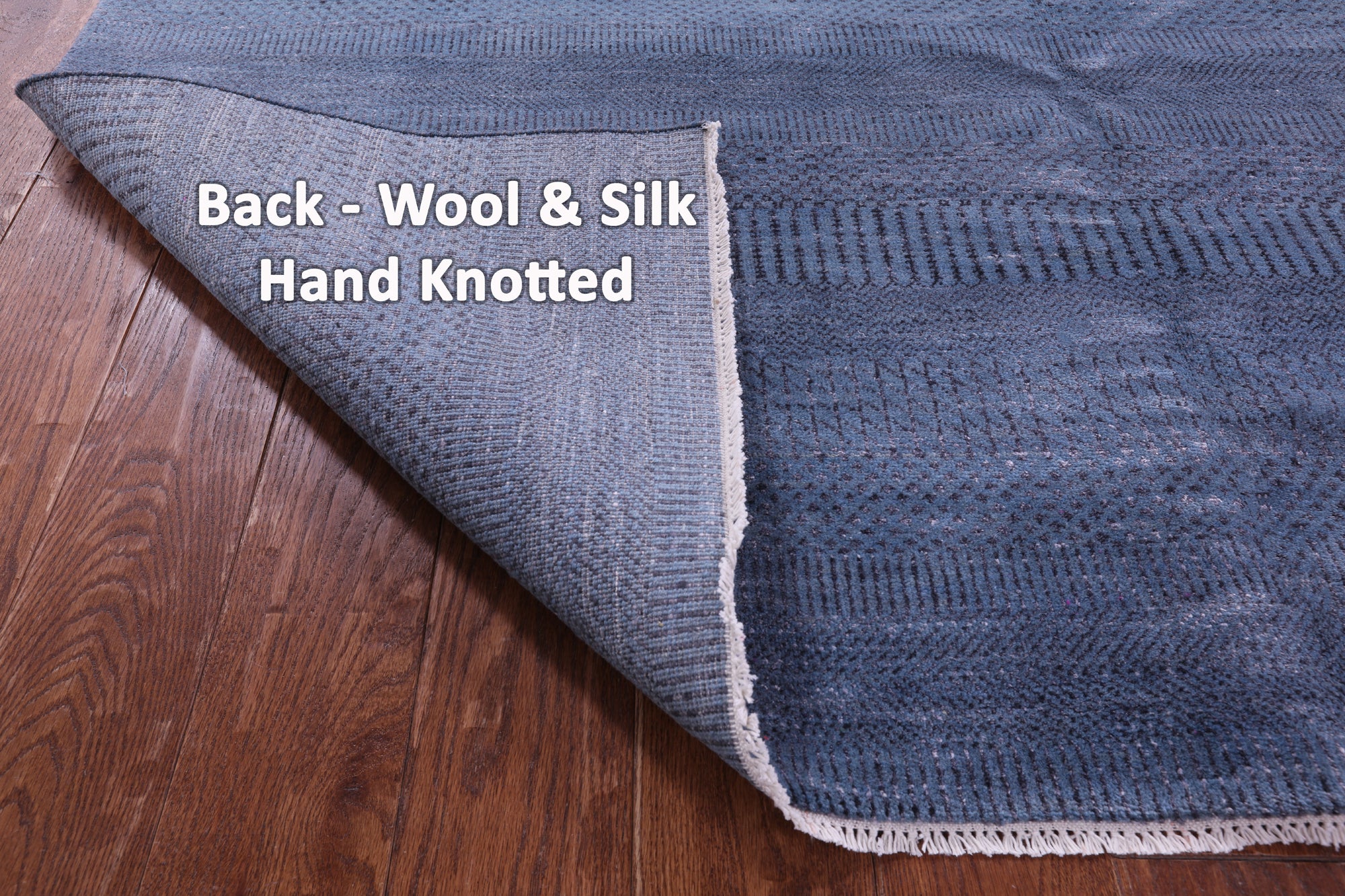 Blue Savannah Grass Handmade Wool & Silk Rug - 6' 0" X 9' 0" - Golden Nile