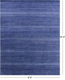 Blue Savannah Grass Hand Knotted Wool & Silk Rug - 8' 0" X 10' 2" - Golden Nile