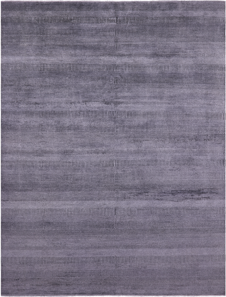 Grey Savannah Grass Hand Knotted Wool & Silk Rug - 9' 0" X 12' 2" - Golden Nile