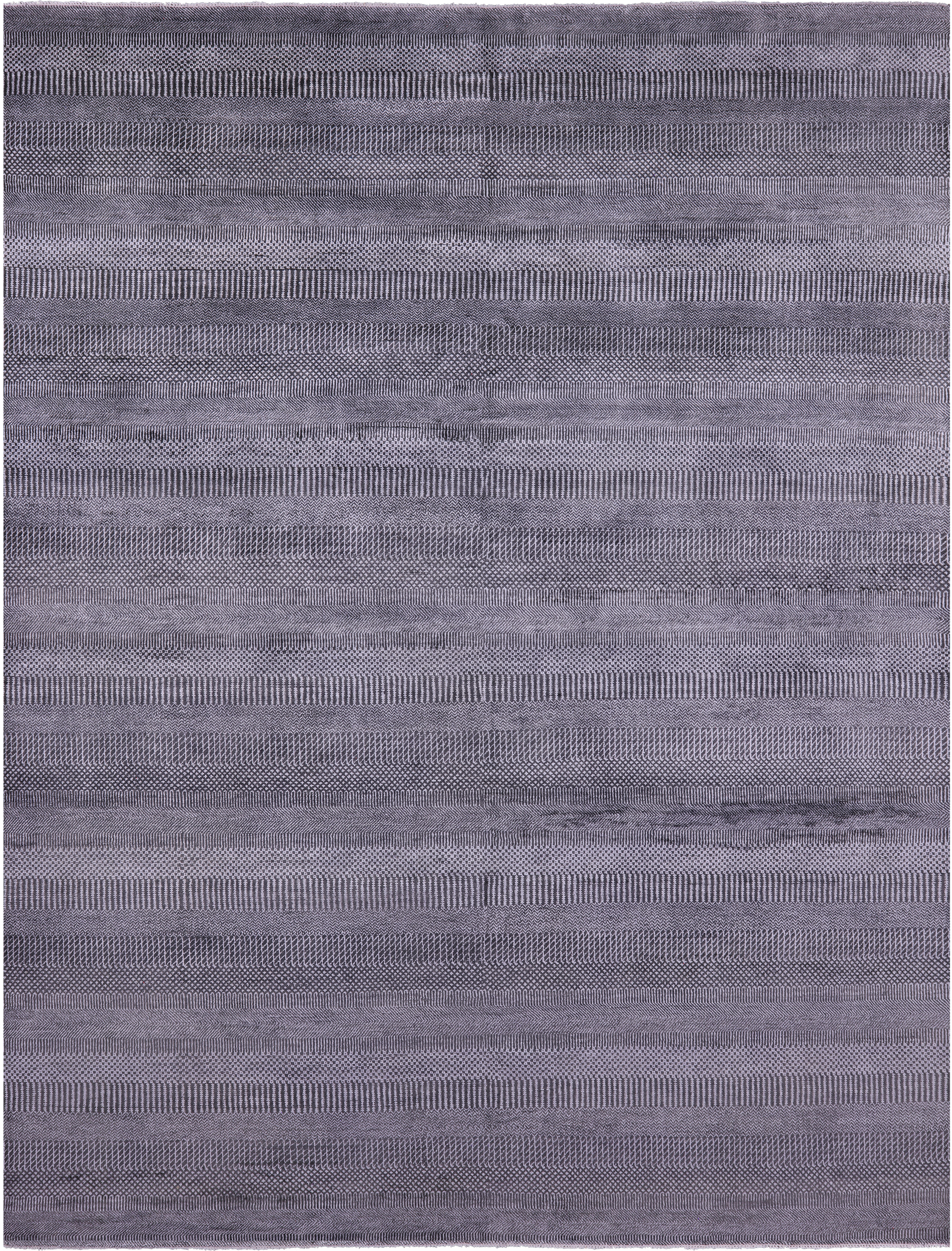 Grey Savannah Grass Hand Knotted Wool & Silk Rug - 9' 0" X 12' 2" - Golden Nile