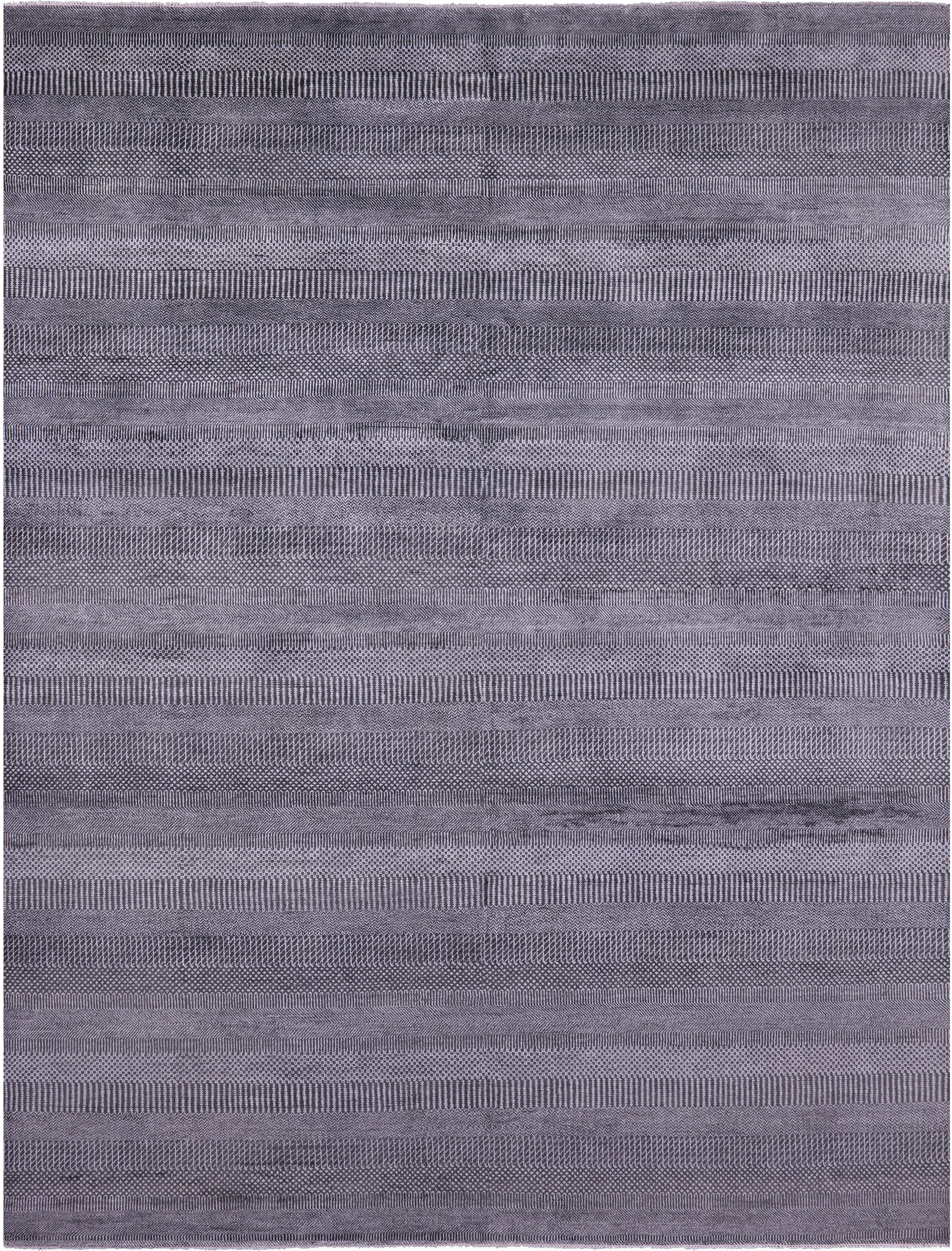 Grey Savannah Grass Hand Knotted Wool & Silk Rug - 9' 0" X 12' 2" - Golden Nile