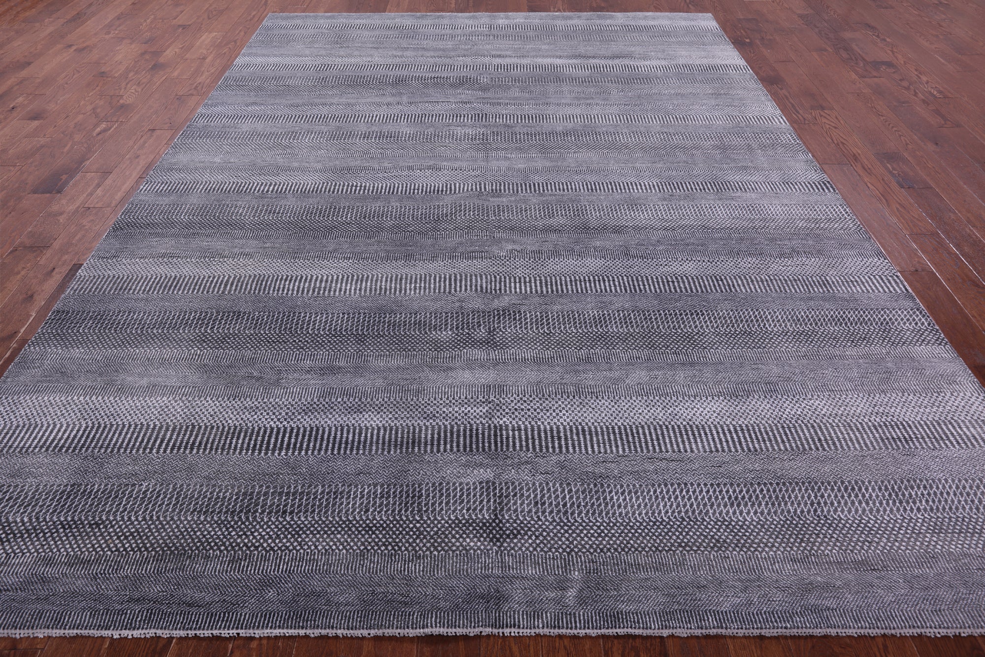 Grey Savannah Grass Hand Knotted Wool & Silk Rug - 9' 0" X 12' 2" - Golden Nile