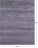 Grey Savannah Grass Hand Knotted Wool & Silk Rug - 9' 0" X 12' 2" - Golden Nile