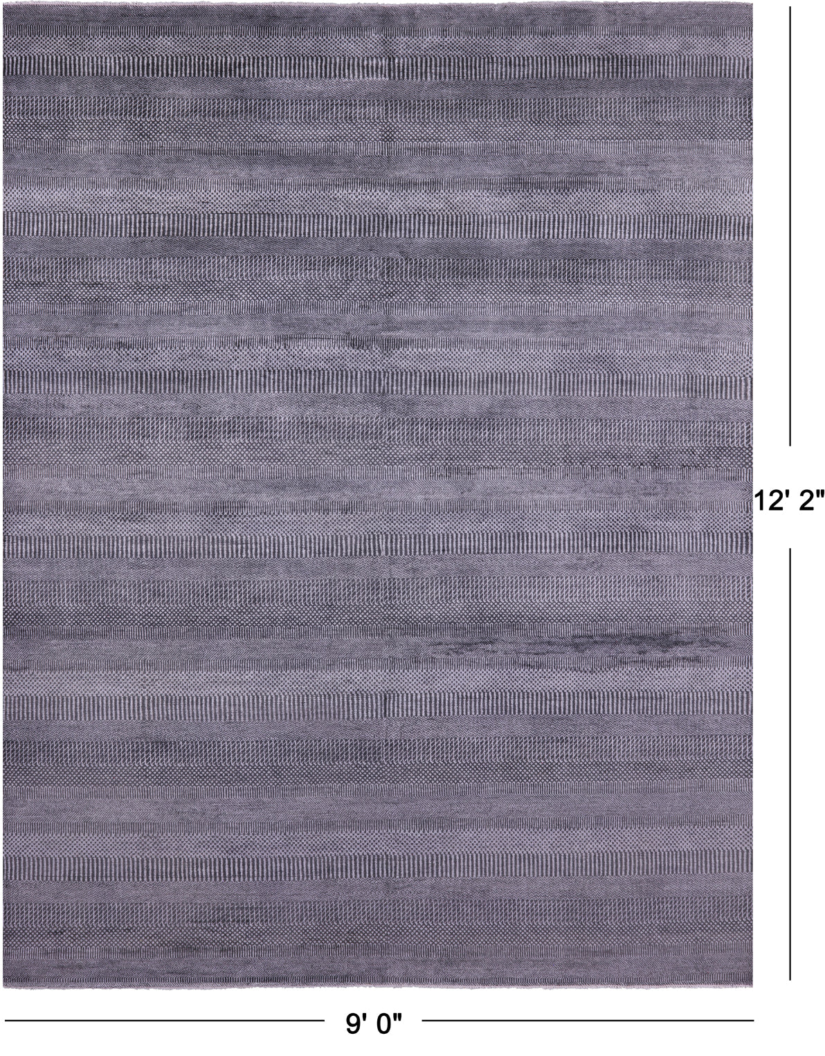 Grey Savannah Grass Hand Knotted Wool & Silk Rug - 9' 0" X 12' 2" - Golden Nile