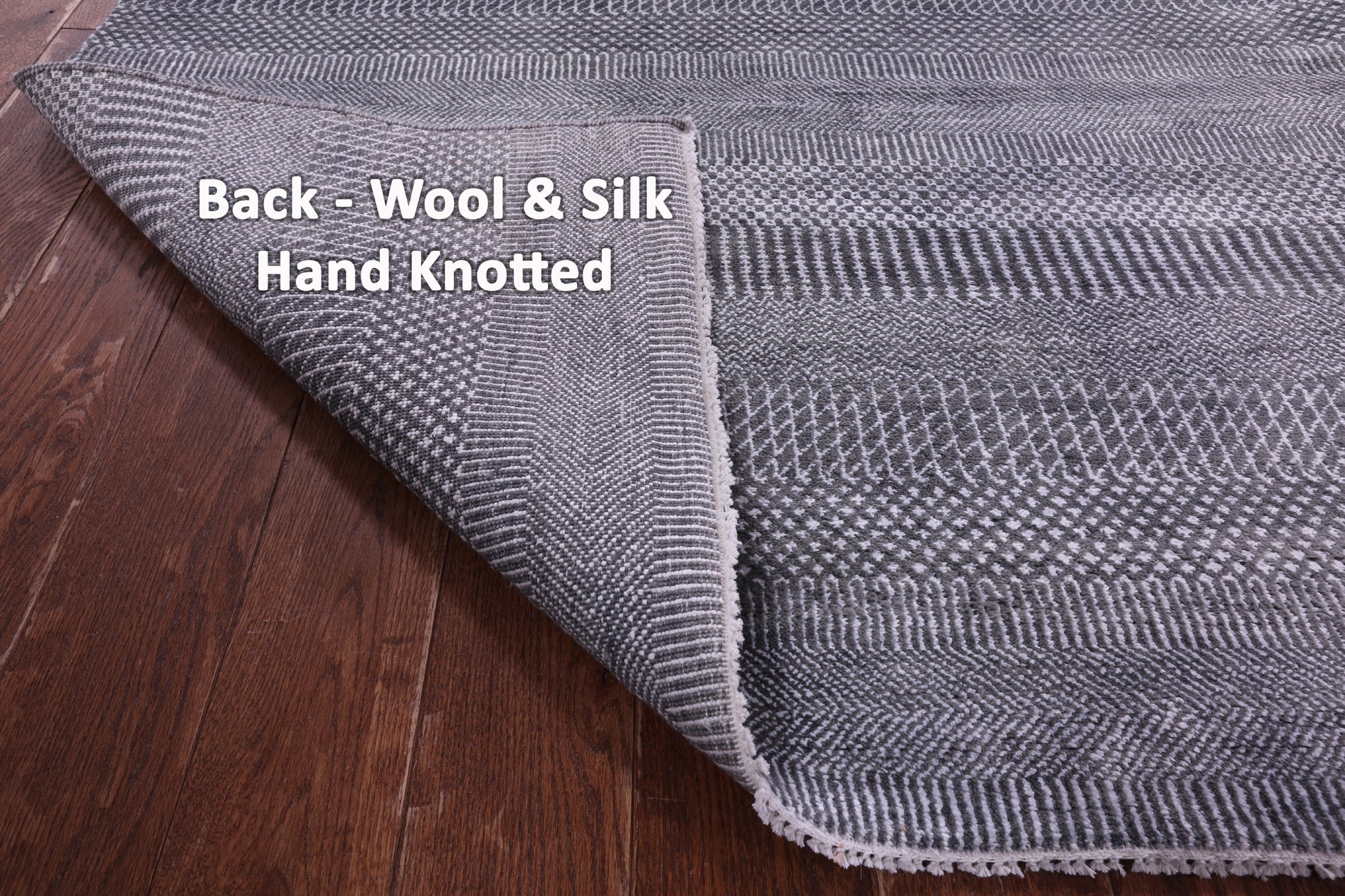 Grey Savannah Grass Hand Knotted Wool & Silk Rug - 9' 0" X 12' 2" - Golden Nile