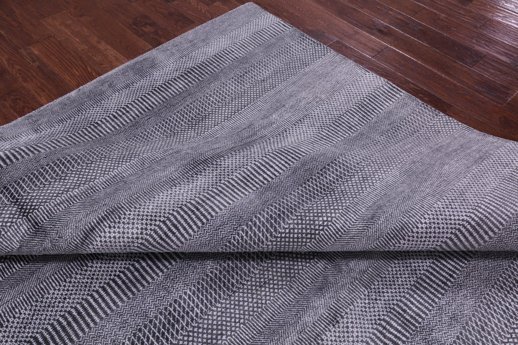 Grey Savannah Grass Hand Knotted Wool & Silk Rug - 9' 0" X 12' 2" - Golden Nile