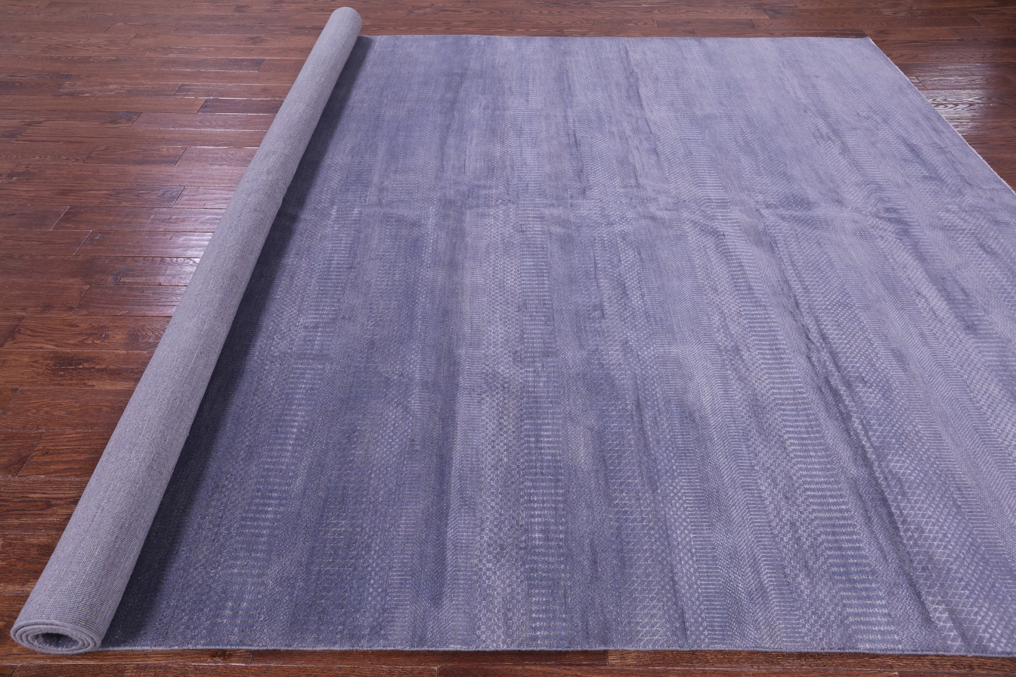 Grey Savannah Grass Hand Knotted Wool & Silk Rug - 9' 2" X 12' 4"