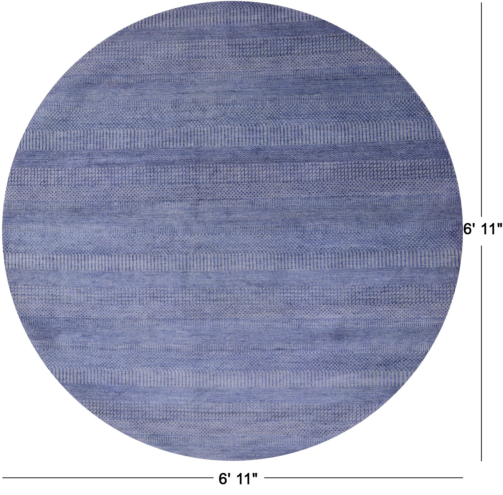 Blue Round Savannah Grass Handmade Wool & Silk Rug - 6' 11" X 6' 11" - Golden Nile