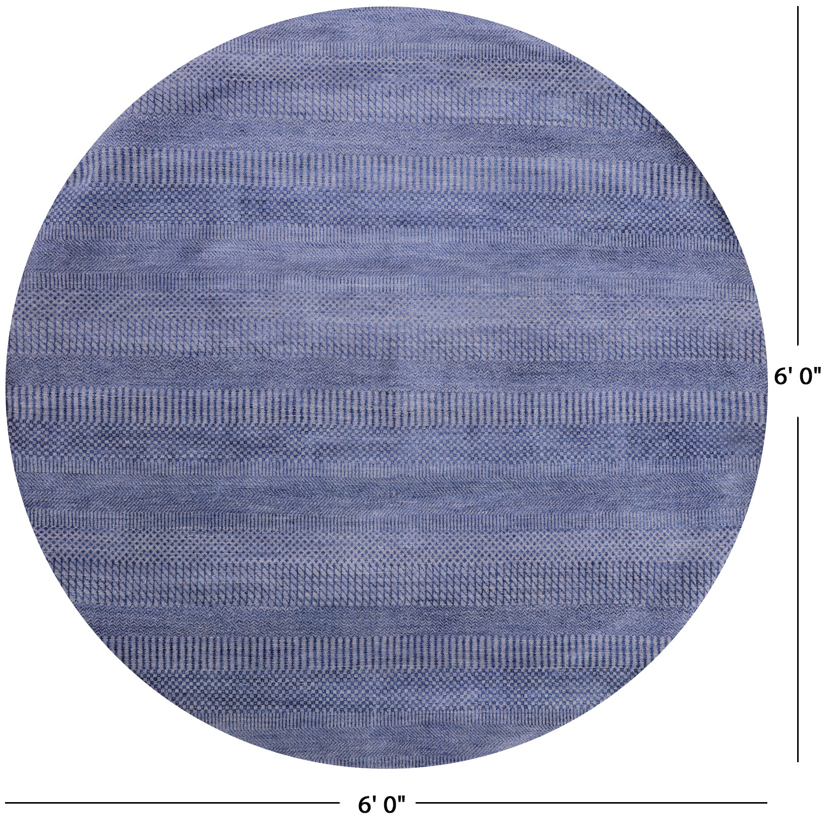 Blue Round Savannah Grass Hand Knotted Wool & Silk Rug - 6' 0" X 6' 0" - Golden Nile