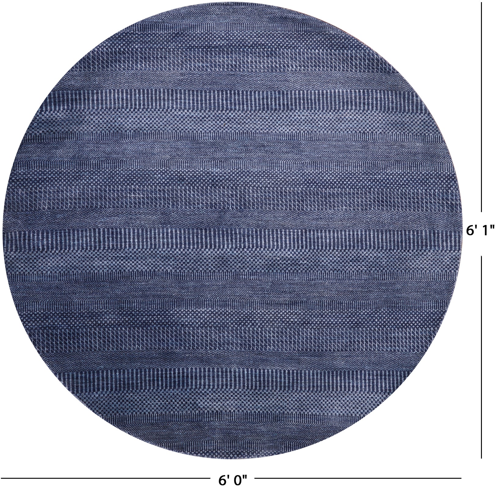 Blue Round Savannah Grass Hand Knotted Wool & Silk Rug - 6' 0" X 6' 1" - Golden Nile