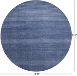 Blue Round Savannah Grass Hand Knotted Wool & Silk Rug - 6' 0" X 6' 0" - Golden Nile