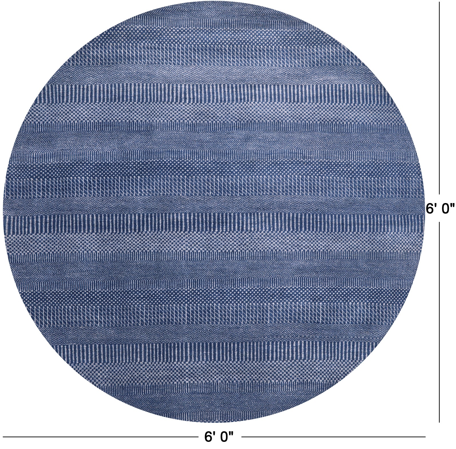 Blue Round Savannah Grass Hand Knotted Wool & Silk Rug - 6' 0" X 6' 0" - Golden Nile