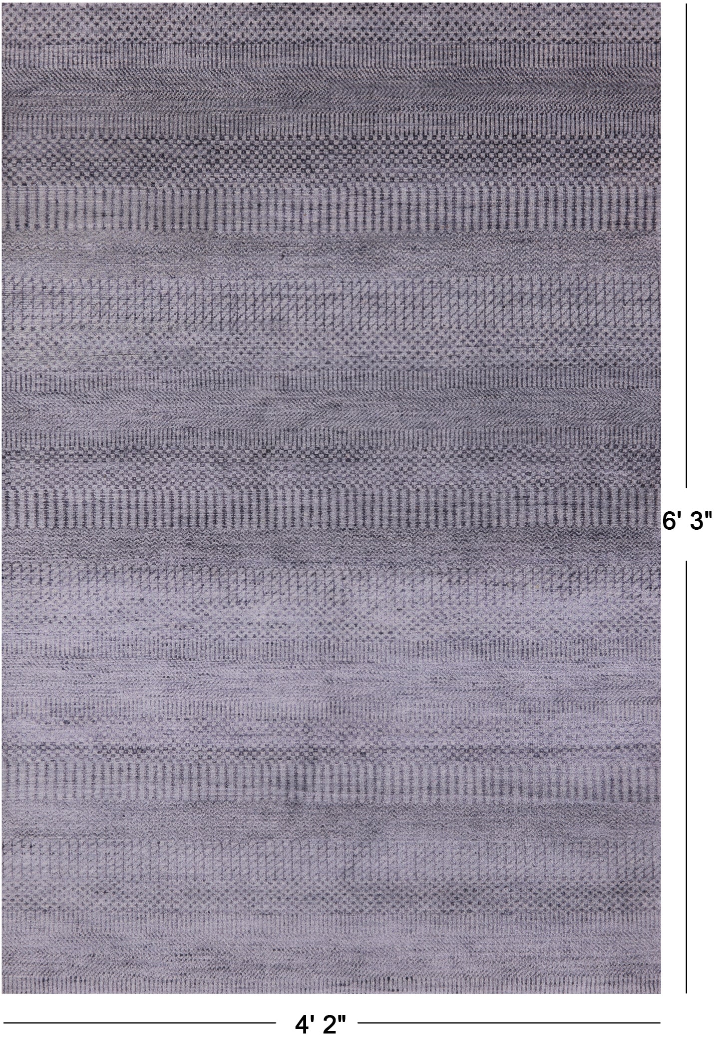 Grey Savannah Grass Handmade Wool & Silk Rug - 4' 2" X 6' 3" - Golden Nile