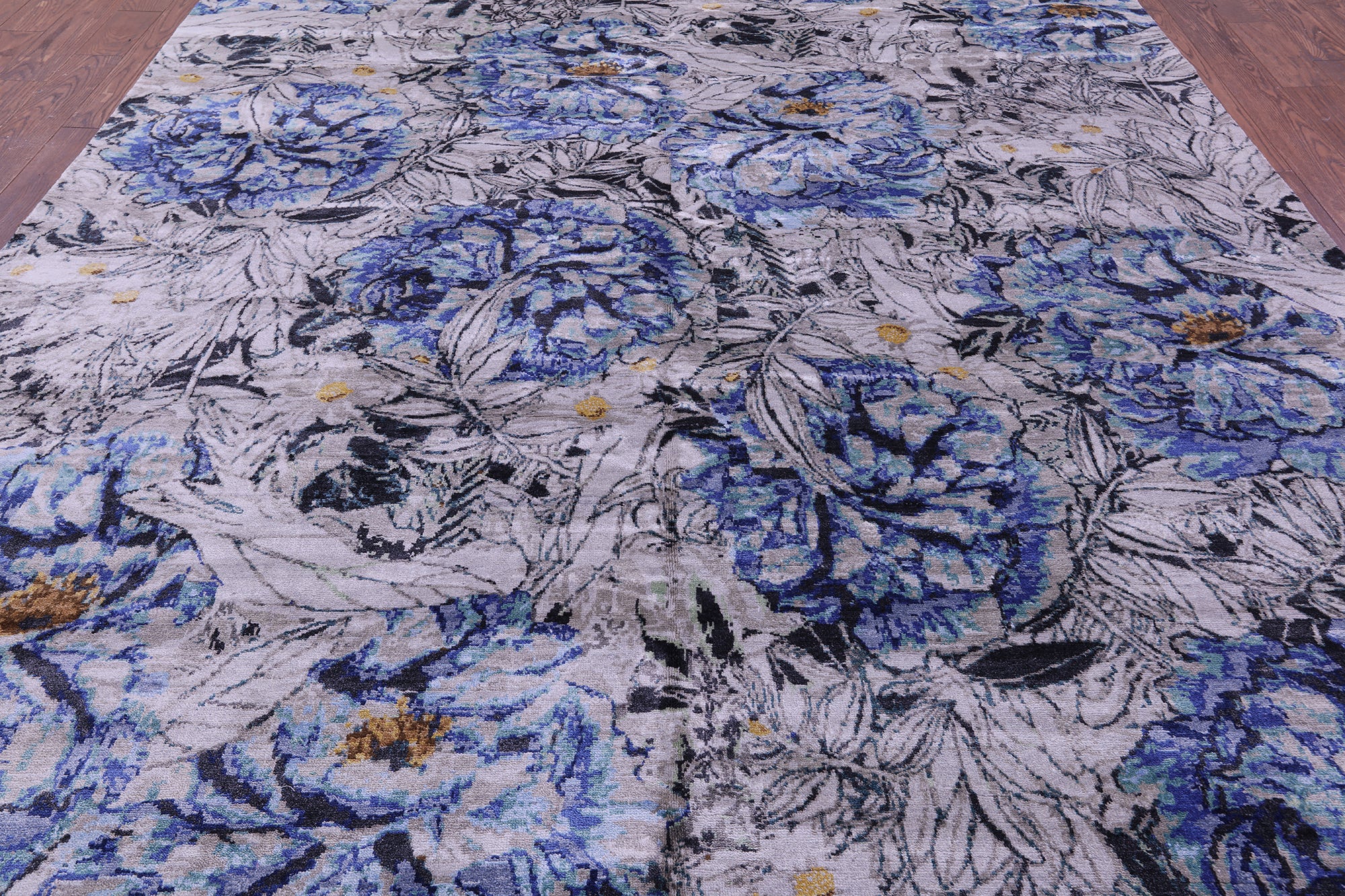Contemporary Hand Knotted 100% Silk Rug - 8' 9" X 12' 2"