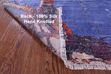 Parrots Design Contemporary Hand Knotted 100% Silk Rug - 8' 10" X 12' 4"