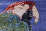 Parrots Design Contemporary Hand Knotted 100% Silk Rug - 8' 10" X 12' 4"