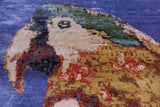 Parrots Design Contemporary Hand Knotted 100% Silk Rug - 8' 10" X 12' 4"