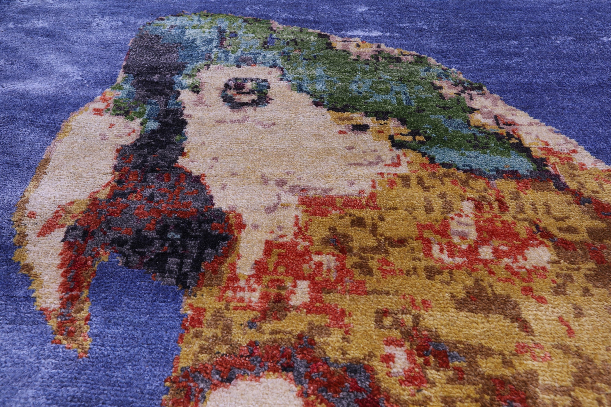 Parrots Design Contemporary Hand Knotted 100% Silk Rug - 8' 10" X 12' 4"