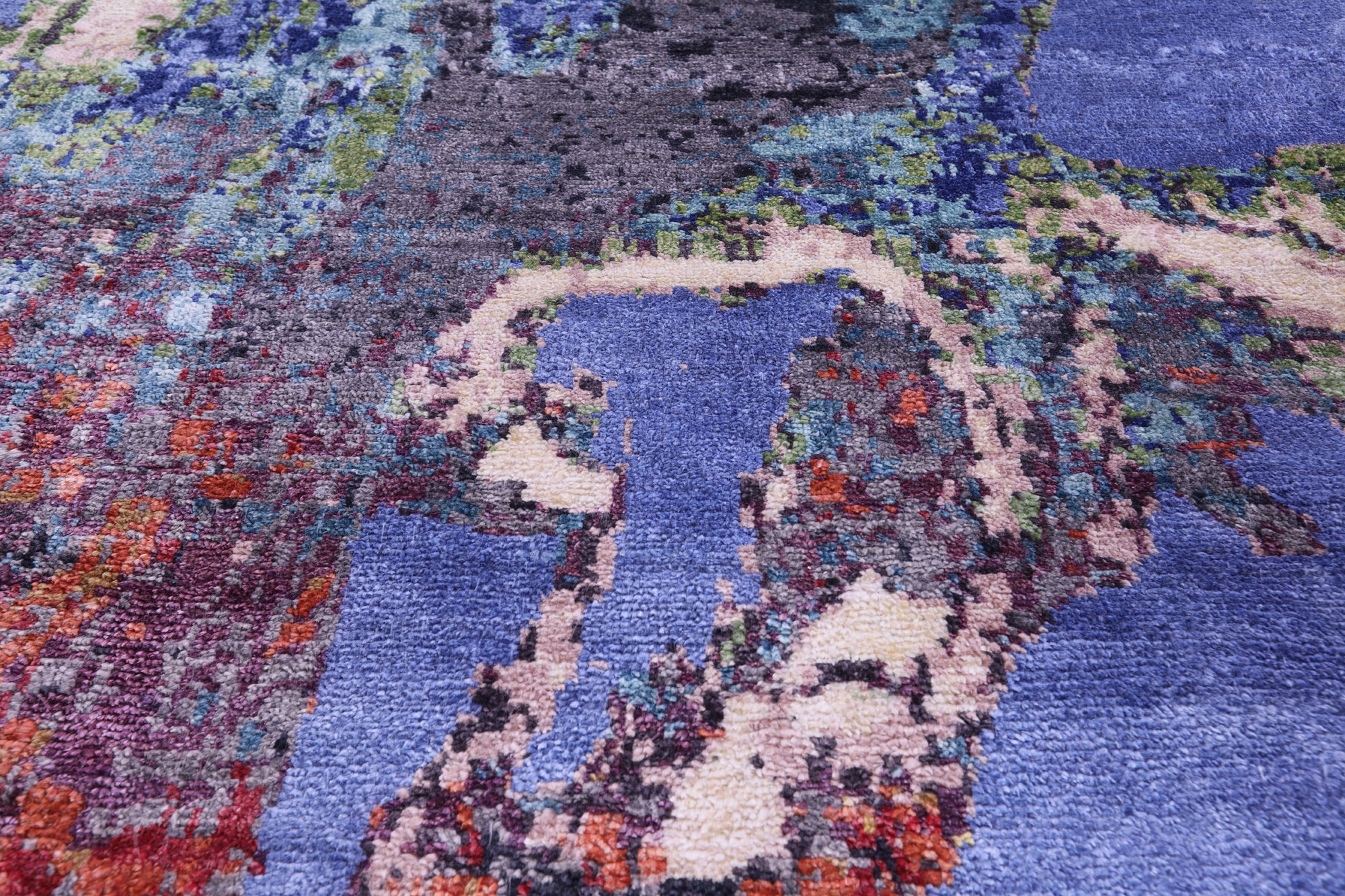 Parrots Design Contemporary Hand Knotted 100% Silk Rug - 8' 10" X 12' 4"