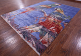 Parrots Design Contemporary Hand Knotted 100% Silk Rug - 8' 10" X 12' 4"